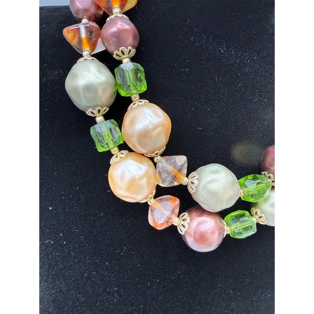 Vintage Beaded Japan MCM Choker Necklace Chunky Double Strand Retro 50s 60s - Picture 2 of 6